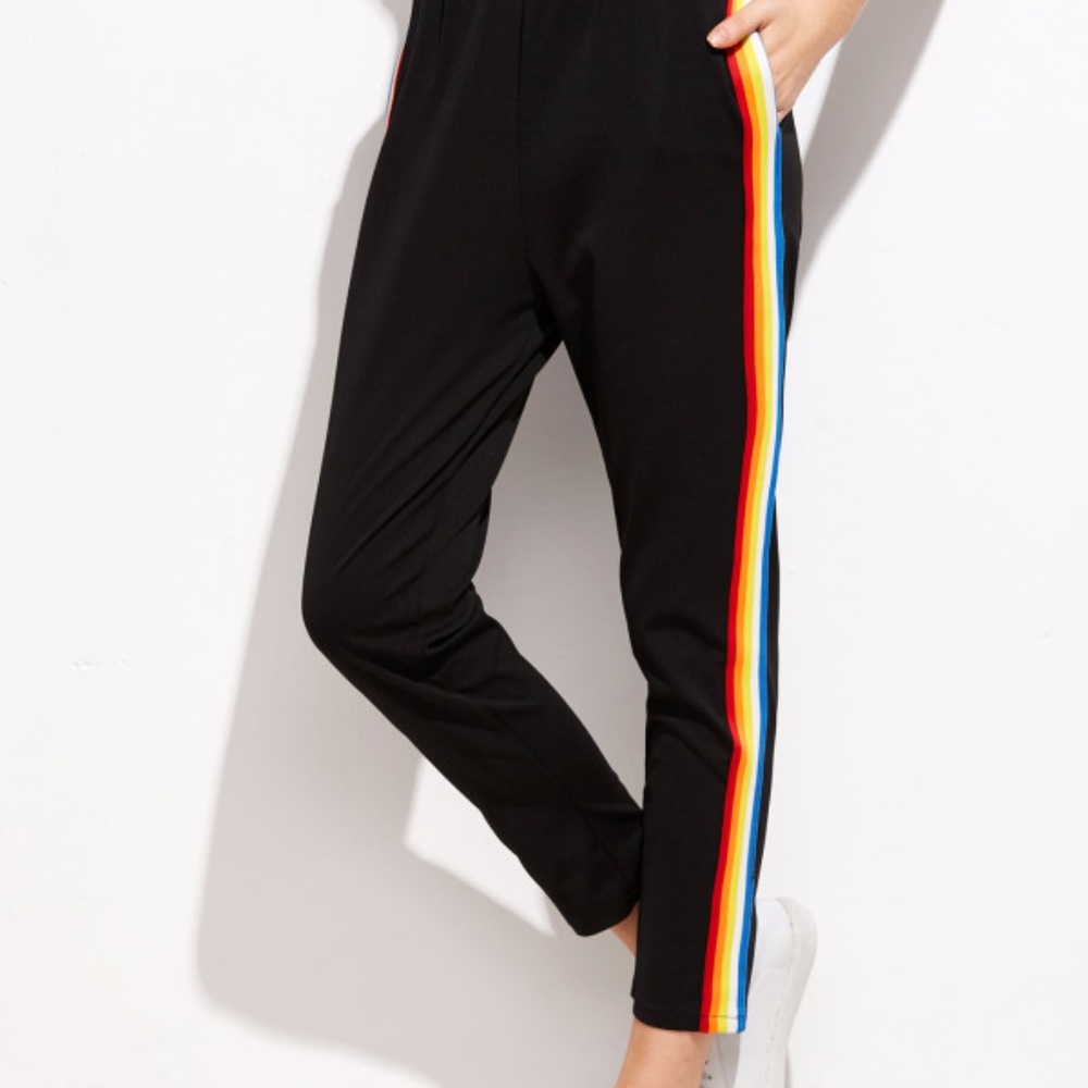 Side rainbow stripe pants